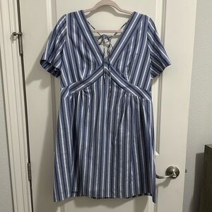 Banana Republic short sleeve blue and white striped dress.